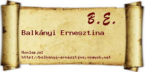 Balkányi Ernesztina névjegykártya